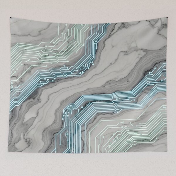 Item preview, Aqua Circuit Marble Waves designed and sold by Kaleidoscope Print.