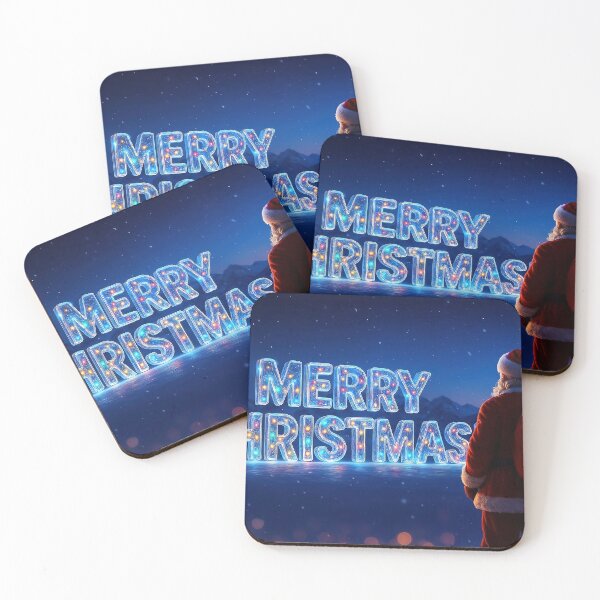 Item preview, An icy Merry Christmas greeting in a winter evening mountain landscape with Santa designed and sold by 4Seasons.