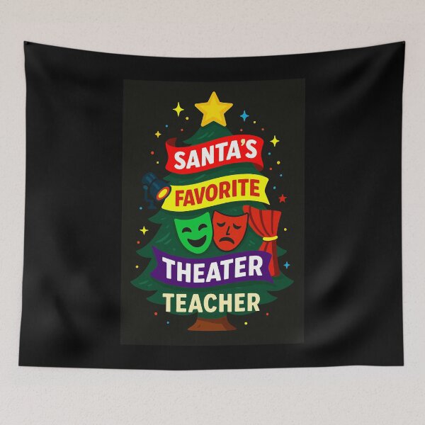 Item preview, Santa’s Favorite ⭐ Theater Teacher ⭐ – Holiday Spotlight Edition designed and sold by WheelieGdArt.