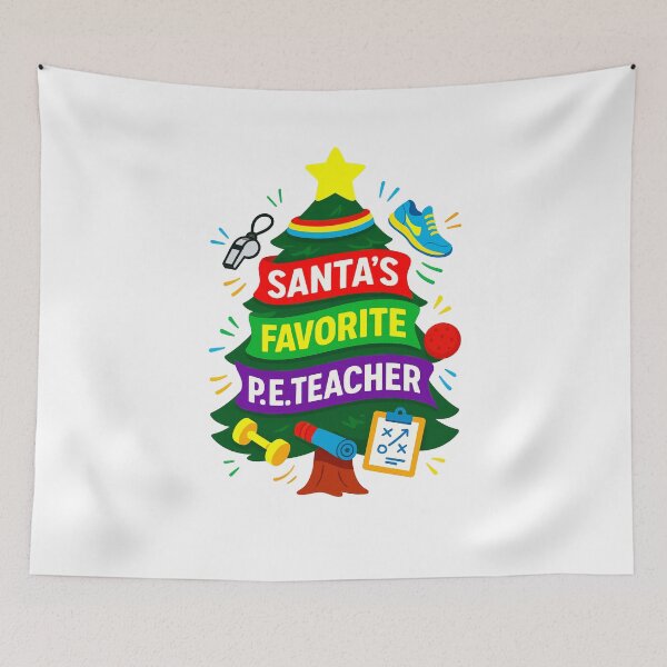 Item preview, Santa’s Favorite ⭐P.E. Teacher ⭐– Holiday Energy Edition designed and sold by WheelieGdArt.