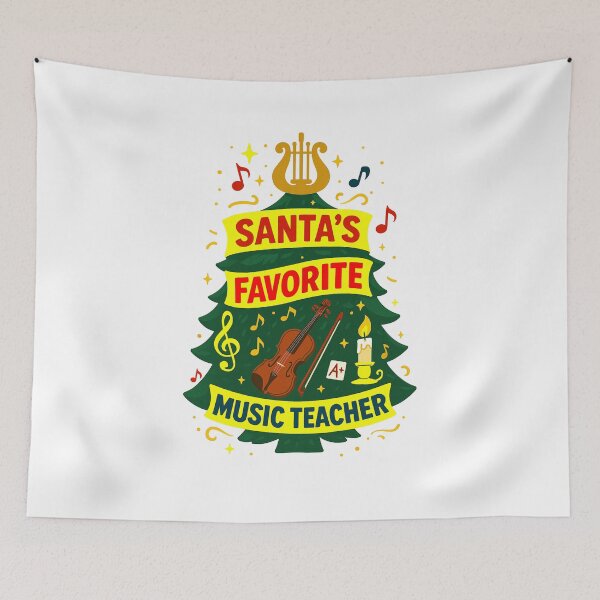 Item preview, Santa’s ⭐ Favorite Music Teacher ⭐ – Holiday Harmony Edition designed and sold by WheelieGdArt.