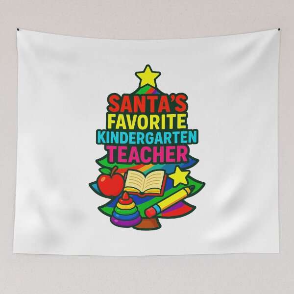 Item preview, Santa’s Favorite ⭐ Kindergarten Teacher ⭐ – Little Learners Edition designed and sold by WheelieGdArt.