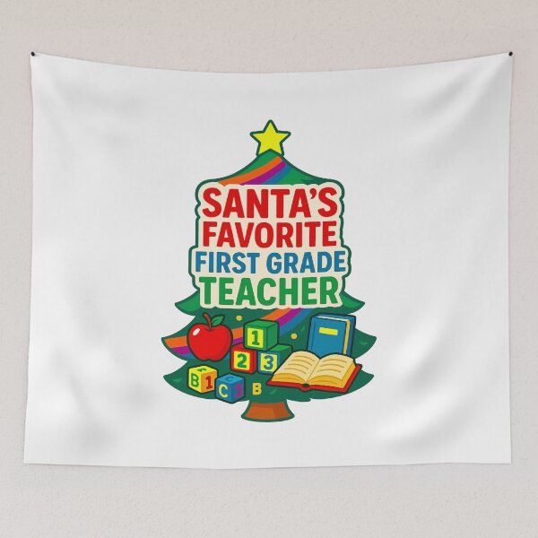 Item preview, Santa’s Favorite ⭐ First Grade Teacher ⭐ – Early Learning Edition designed and sold by WheelieGdArt.