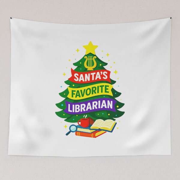 Item preview, Santa’s Favorite ⭐ Librarian ⭐ – Cozy Stacks Edition designed and sold by WheelieGdArt.
