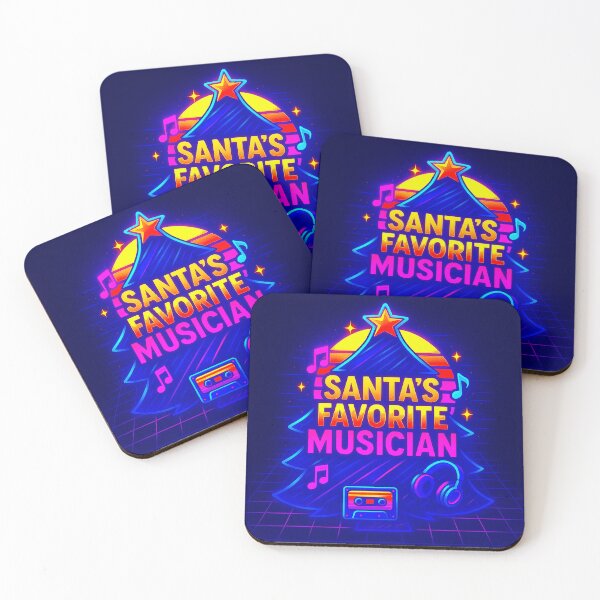 Item preview, Santa’s Favorite ⭐ Musician ⭐ – 80's Synthwave Glow Edition designed and sold by WheelieGdArt.