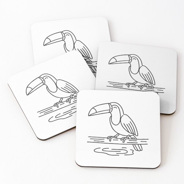 Item preview, A toucan resting on a log near a shallow stream designed and sold by rasagamastore.