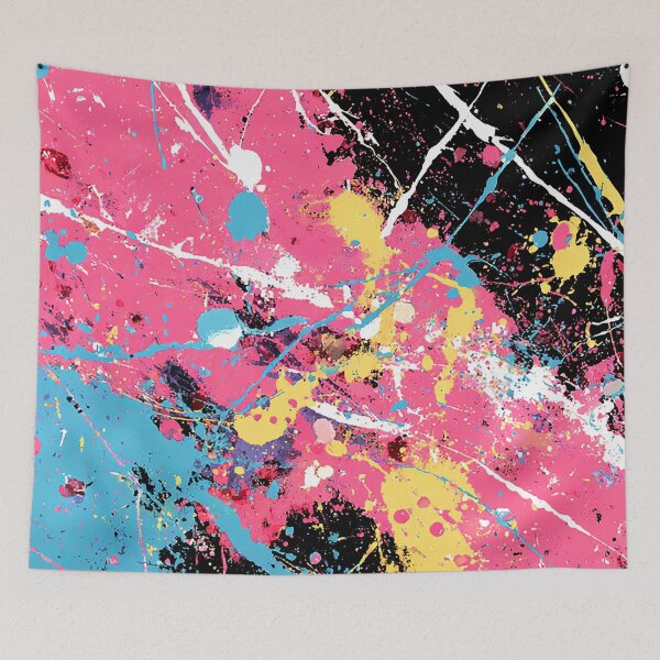 Item preview, Pink, Black, And Aqua Abstract Splatter Art Painting  designed and sold by DEC02.