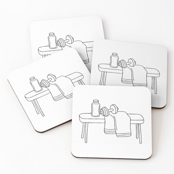 Item preview, A towel placed beside a dumbbell and bottle on a bench designed and sold by rasagamastore.