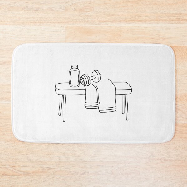 Item preview, A towel placed beside a dumbbell and bottle on a bench designed and sold by rasagamastore.