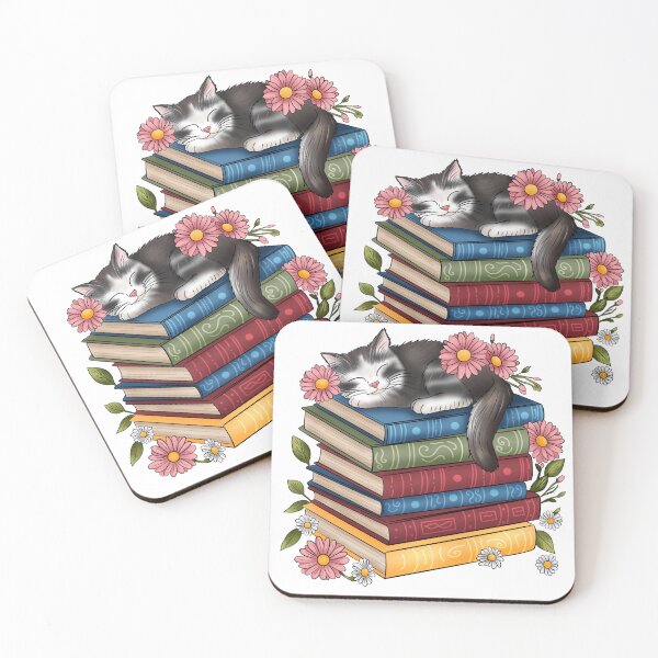 Item preview, Book pile with cat designed and sold by RavenAMarie .
