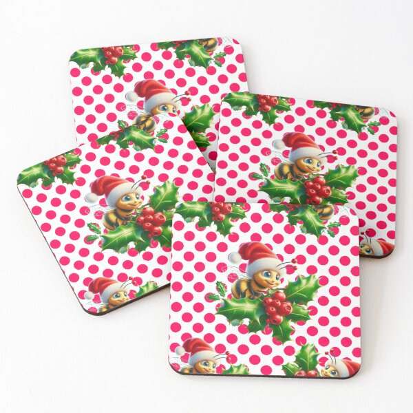 Item preview, Cute Christmas Bee Seamless Pattern with Santa Hat and Holly designed and sold by HopeAndHustle.