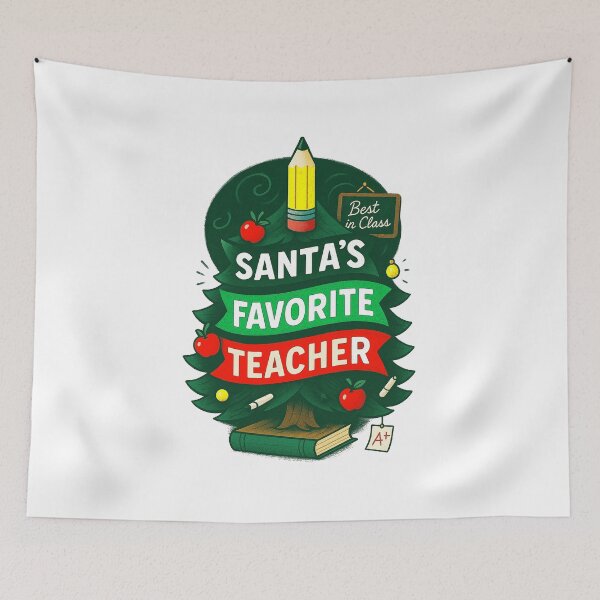 Item preview, SANTA’S FAVORITE ⭐ TEACHER ⭐– BEST IN CLASS & FULL OF CLASS designed and sold by WheelieGdArt.