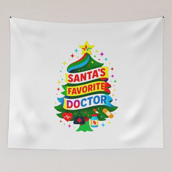Item preview, Santa’s Favorite ⭐ Doctor ⭐ – Holiday Christmas Tree Design – Healthcare Hero Edition designed and sold by WheelieGdArt.