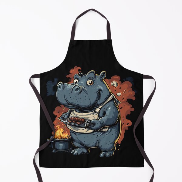 Item preview, Barbecuing Hippo designed and sold by ClubVacay.
