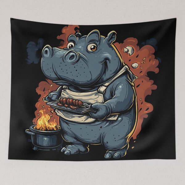 Item preview, Barbecuing Hippo  designed and sold by ClubVacay.
