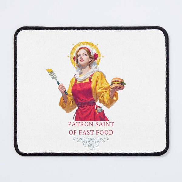Item preview, Patron Saint of Fast Food. Saint with Burger and Spatula designed and sold by Anastasiia Yurevych.