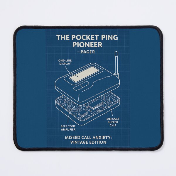 Item preview, The Pocket Ping Pioneer – Pager Blueprint Poster designed and sold by Grand Illusions.