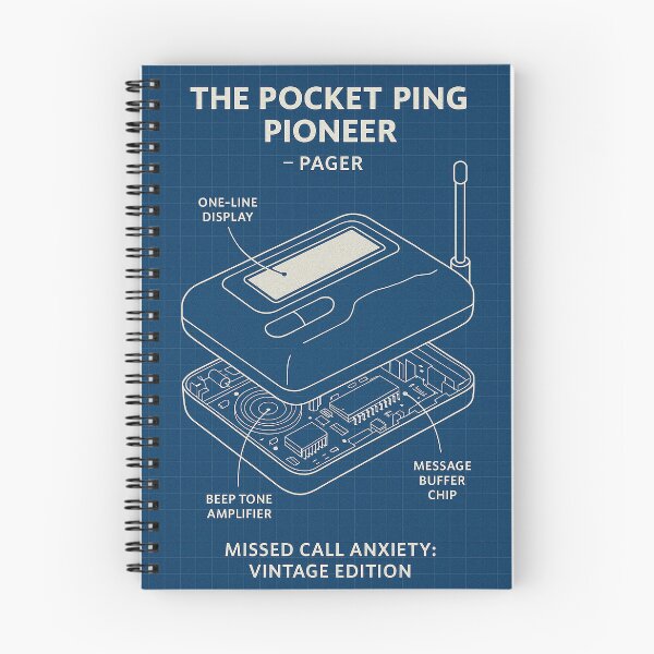 Item preview, The Pocket Ping Pioneer – Pager Blueprint Poster designed and sold by Grand Illusions.
