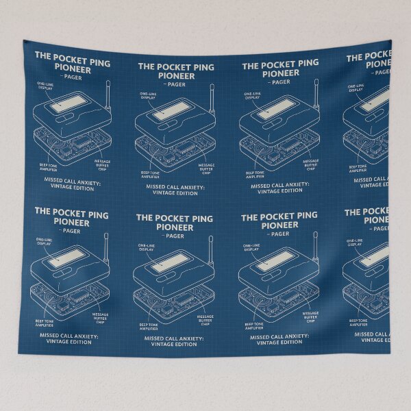 Item preview, The Pocket Ping Pioneer – Pager Blueprint Poster designed and sold by Grand Illusions.