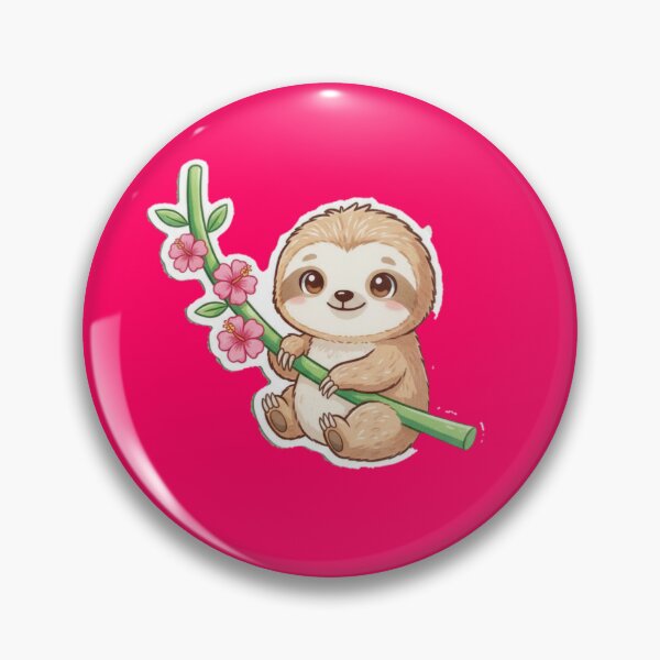 Item preview, Cute Sloth Sticker with Pink Hibiscus Flowers | Tropical Kawaii Decal designed and sold by Ahilwani.