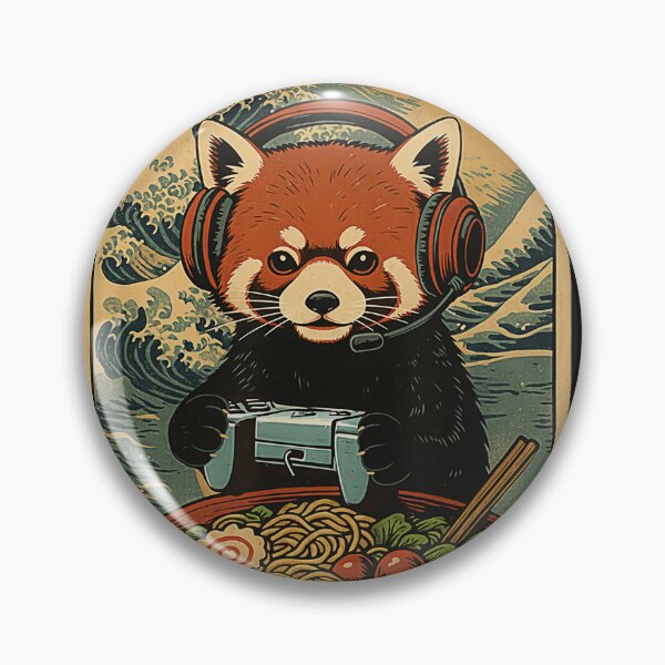 Item preview, Red Panda Gamer Ramen Wave Retro designed and sold by FemmeForge.