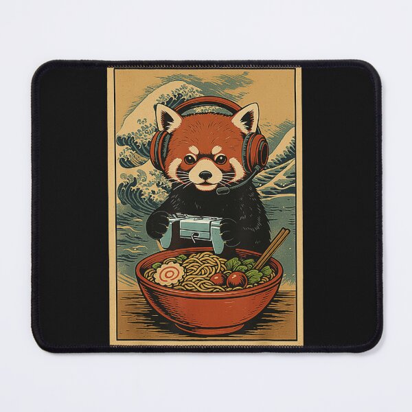 Item preview, Red Panda Gamer Ramen Wave Retro designed and sold by FemmeForge.