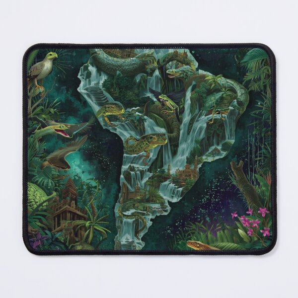 Item preview, Enchanted Amazon Fantasy Map: Surreal South America Jungle with Waterfalls and Wildlife designed and sold by TitanRN.