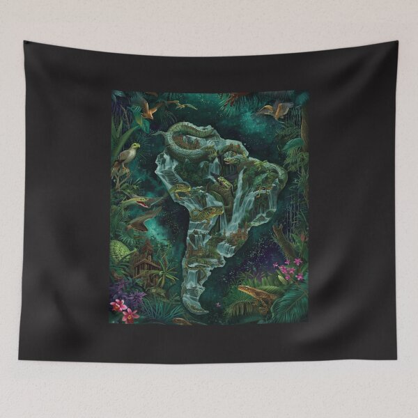 Item preview, Enchanted Amazon Fantasy Map: Surreal South America Jungle with Waterfalls and Wildlife designed and sold by TitanRN.