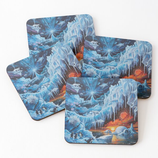 Item preview, Surreal Aurora Borealis Arctic Fantasy Landscape with Polar Bears and Penguins designed and sold by TitanRN.