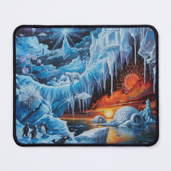 Item preview, Surreal Aurora Borealis Arctic Fantasy Landscape with Polar Bears and Penguins designed and sold by TitanRN.