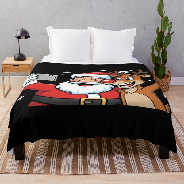 Item preview, Cartoon Santa Claus and Rudolph taking a selfie together designed and sold by KLSproduct.