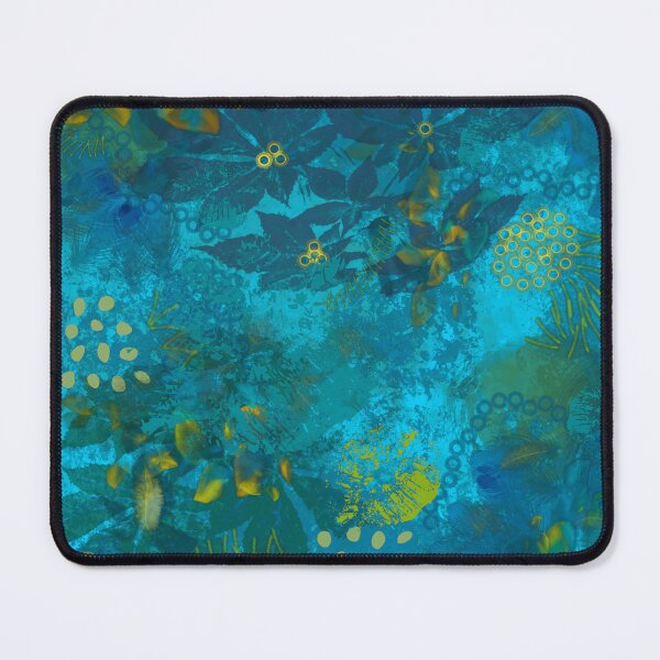 Item preview, Cyan blue and yellow abstract leaves designed and sold by DixieArt99.