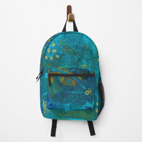 Item preview, Cyan blue and yellow abstract leaves designed and sold by DixieArt99.