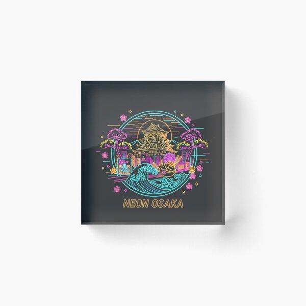 Item preview, Vaporwave Neon Osaka Castle & Takoyaki - Dotonbori Great Wave Japanese City Aesthetic designed and sold by esterter.