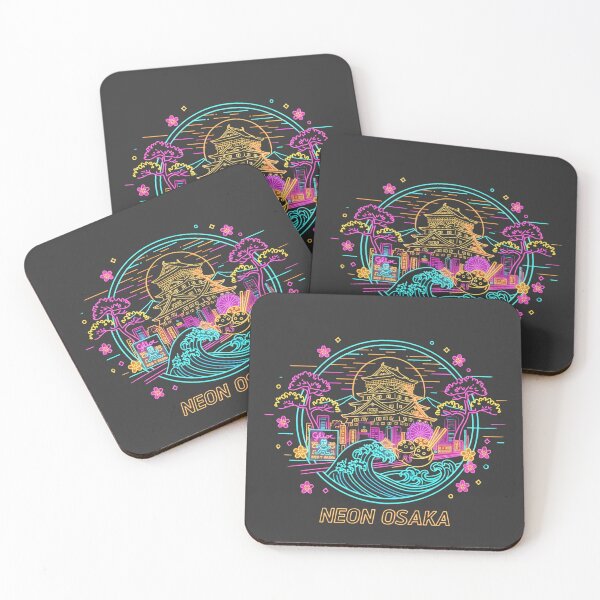 Item preview, Vaporwave Neon Osaka Castle & Takoyaki - Dotonbori Great Wave Japanese City Aesthetic designed and sold by esterter.