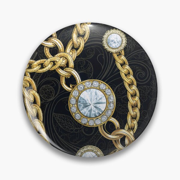 Aperçu de l'œuvre Chaîne dorée de luxe et motif diamant – Design baroque vintage sans couture pour tasses, sacs fourre-tout et décorations murales créée et vendue par CHRONIN.