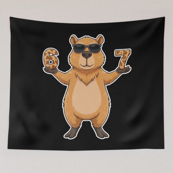 Item preview, 67 Capybara Sunglasses Gen Alpha Slang Funny Six Seven Meme designed and sold by MicheleDanita.