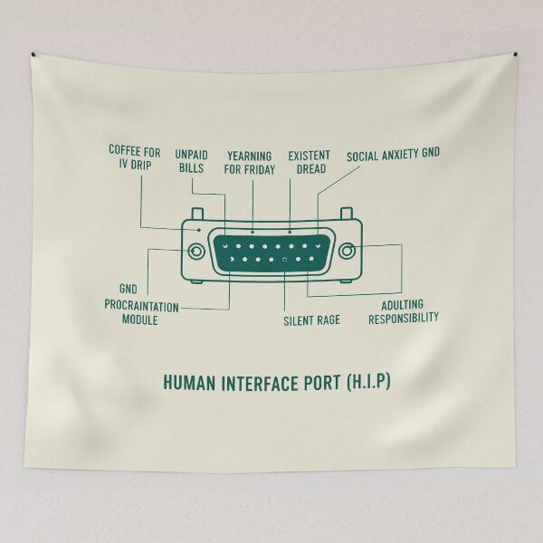 Item preview, Human Interface Port Design with Satirical Labels and Tech-Inspired Humor designed and sold by SplashTastic.