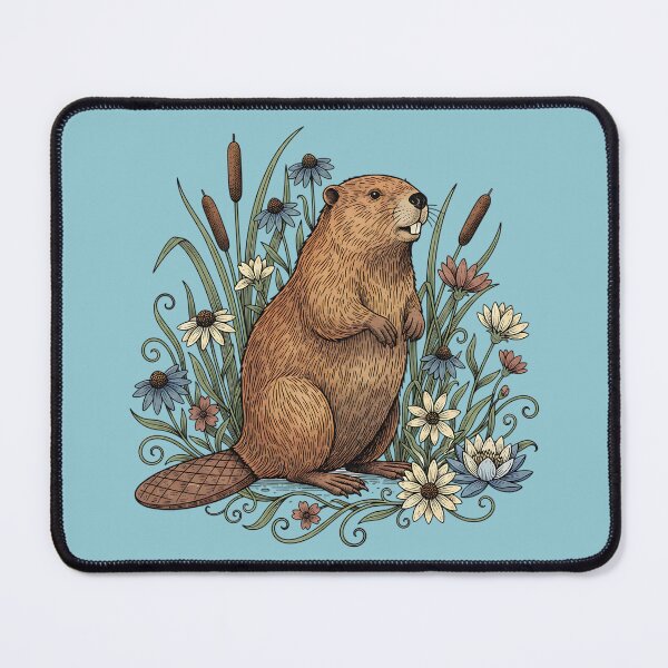 Item preview, Beaver With Wild River Flowers And Cattails  designed and sold by BirdsnStuff.