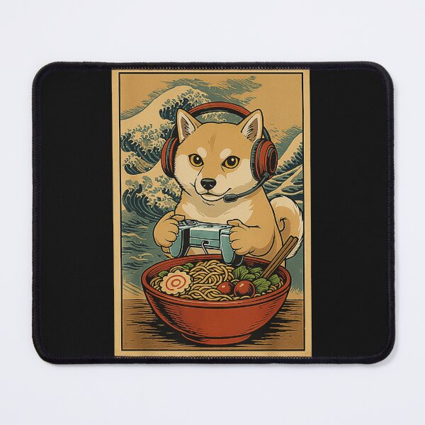 Item preview, Shiba Inu Gamer Ramen Bowl Japanese Wave designed and sold by FemmeForge.