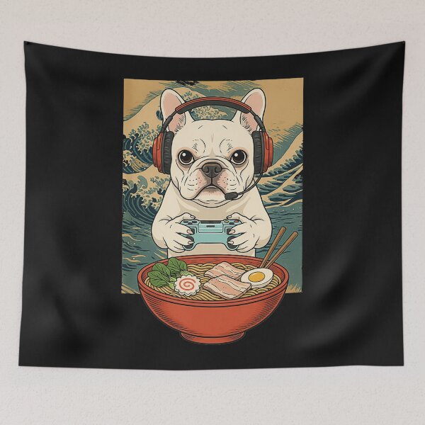 Item preview, French Bulldog Gamer Ramen Bowl designed and sold by FemmeForge.