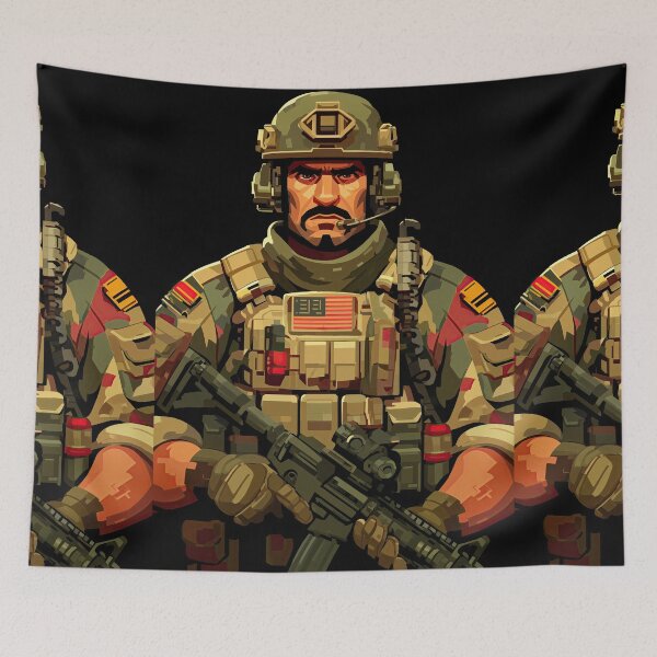 Item preview, Modern tactical soldier portrait with helmet and headset designed and sold by Piotrek0001.