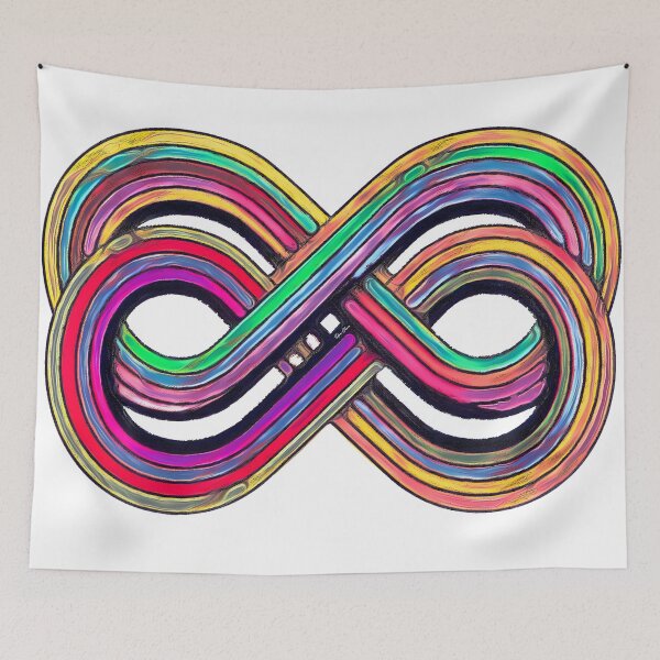 Item preview, Neon Liquid Rainbow Infinity Loop - Vibrant Chrome 3D Art designed and sold by Hen-C-Art.