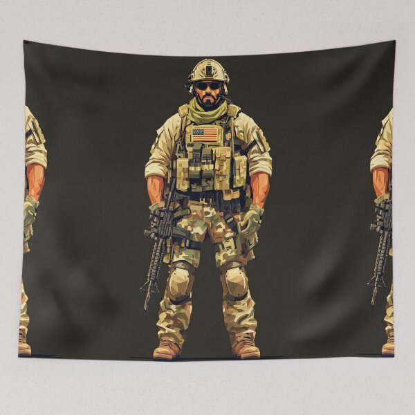 Item preview, Special forces operator standing ready in camouflage gear designed and sold by Piotrek0001.