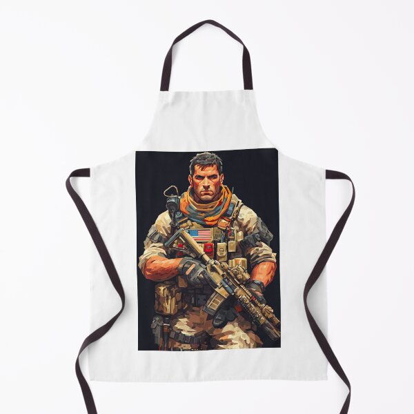 Item preview, Heroic soldier with orange scarf holding combat rifle designed and sold by Piotrek0001.