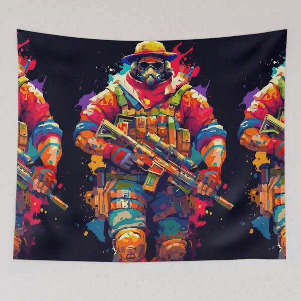 Item preview, Abstract colorful soldier with gas mask and hat designed and sold by Piotrek0001.