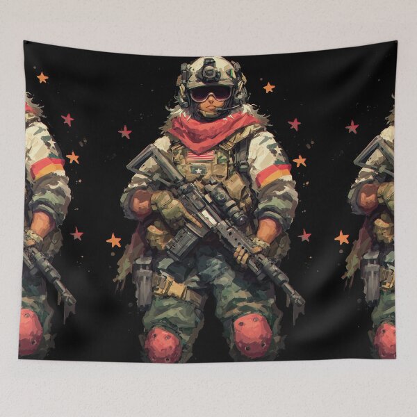 Item preview, Female tactical operator with red scarf and stars designed and sold by Piotrek0001.