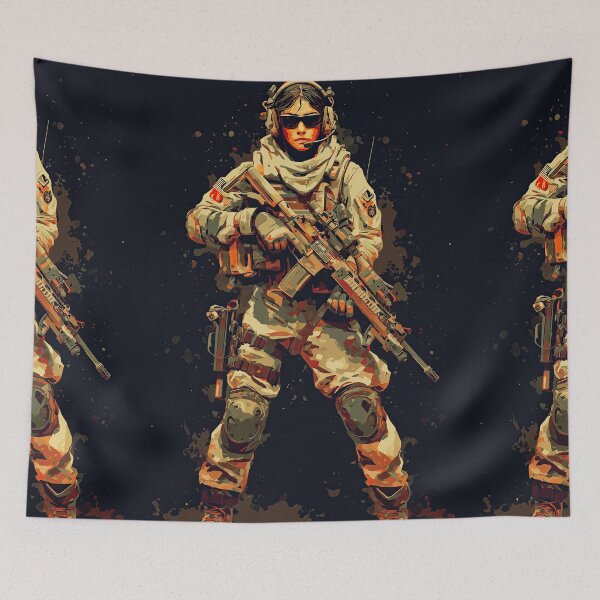 Item preview, Full body female soldier posing with assault rifle designed and sold by Piotrek0001.
