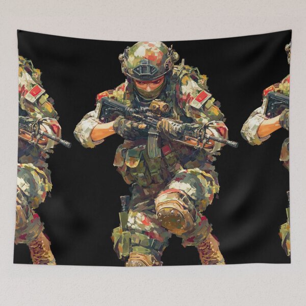 Item preview, Running soldier in camouflage with artistic paint effects designed and sold by Piotrek0001.