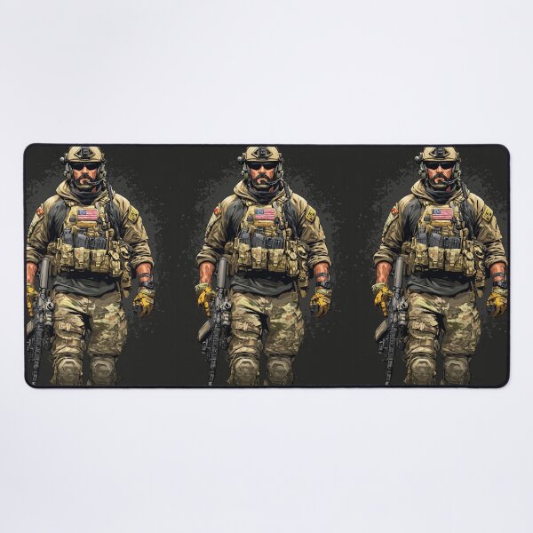 Item preview, Bearded american operator with sunglasses and tactical headset designed and sold by Piotrek0001.